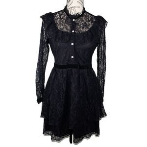 ZARA LACE JEWEL BUTTON TIERED DRESS